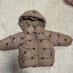 Baby ZARA Brown Floral Puffer Jacket